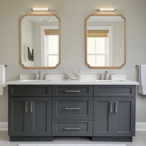 28" x 40" Rounded Corner Arch Wall Mirror with Wood Frame for Entryway