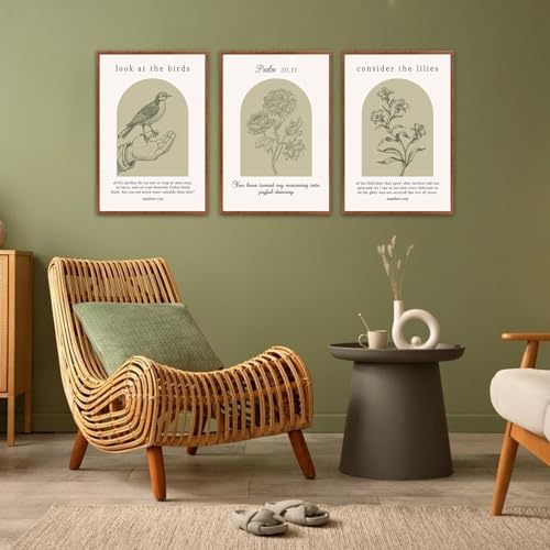 KAlRNE Religious Birds Scripture Picture Christian Wall Art Set (3 Count)