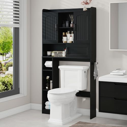 Over The Toilet Cabinet with 2 Barn Doors & Sliding Door