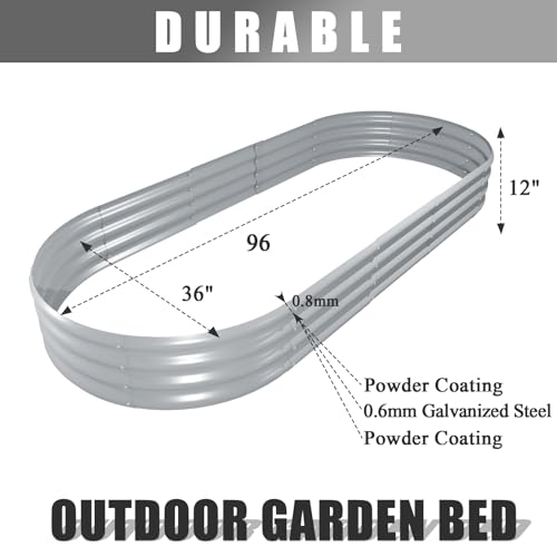 2 Pack 8x3x1FT Galvanized Raised Garden Bed Large Metal Planter Box Kit Elevated Raised Garden Planters for Outdoor Plants