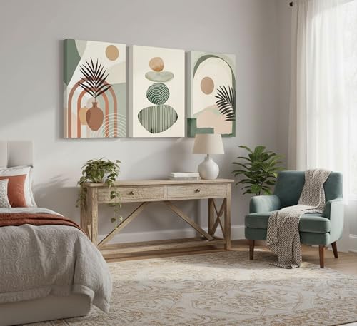 3 Pcs Mid Century Modern Boho Abstract Canvas Wall Art 16x24in (3 Count)