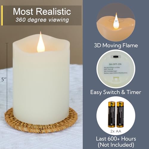 Flameless Candles Battery Operated with Remote Timer (2 Count)