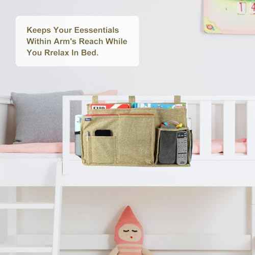 Bedside Caddy Hanging Bed Organizer Storage Bag Pocket for Bunk and Hospital Beds