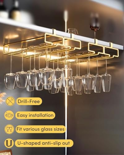 Gold Under Cabinet Wine Glass Holder (2 Count)