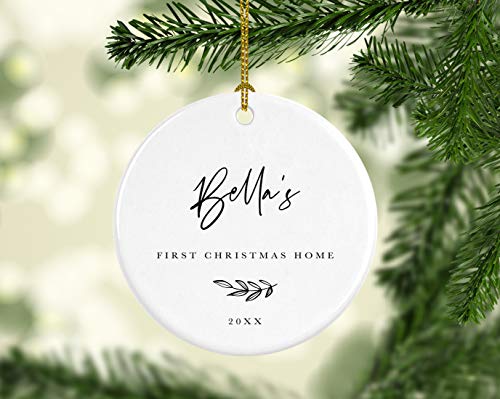 Personalized Dog Cat Pet Adoption Round Ceramic Porcelain Christmas Tree Ornament Engagement Collectible Gift for Baby