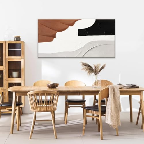 Abstract Wall Art Brown Color Block Art Prints Black And White Geometric Color Block Canvas Art Wall Decor Painting Modern Artwork Decorations For Living Room Bedroom Kitchen 24 x 48 In