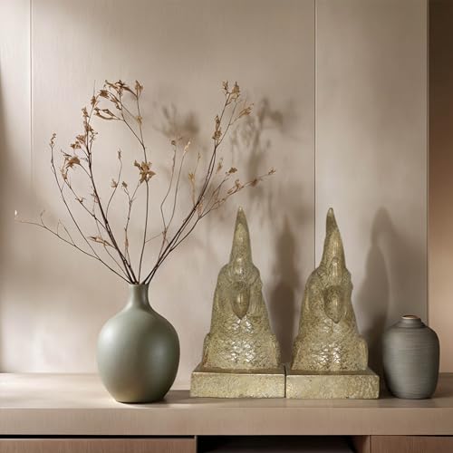 Gold Parrot Decorative Bookends for Heavy Books Bookshelf Decor (2 Count)