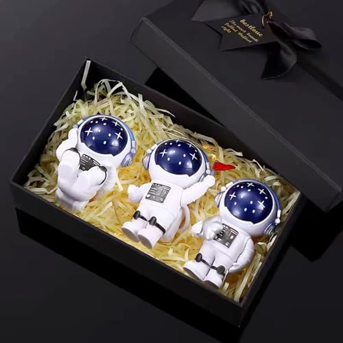 Starry Blue Astronaut Figurines Statue Set of 3 (3 Count)