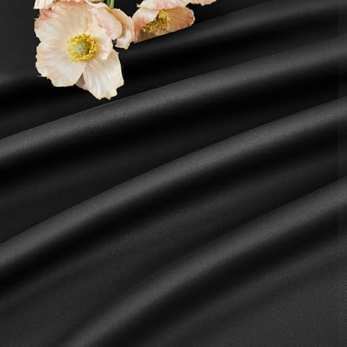 Solid Black Blackout Pinch Pleat Curtains 96 Inches Long for Living Room (2 Count)