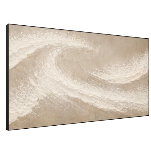 46"x72" Extra Large Framed Wall Art Soft Sand Wave Abstract Neutral Illustration for Home Living Room Bedroom Decor