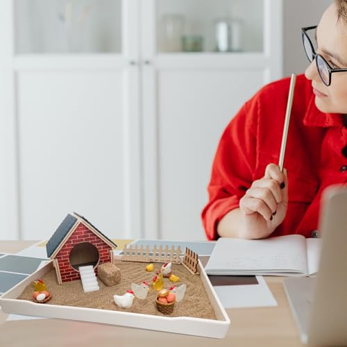 Chicken Zen Garden for Desk with Sand Tray and Mini Coop