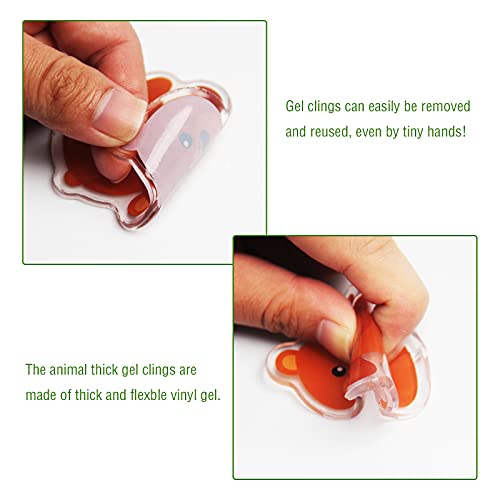 40 PCS Jungle animals Thick Gel Clings Winter Safari Window Gel Clings Decals Stickers for Kids Toddlers and Adults Home Airplane Classroom Nursery Winter Zoo Animals Party Supplies Decorations (40 Count)
