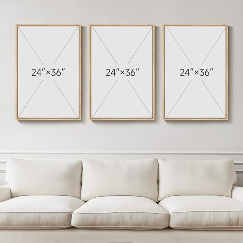 Large Framed Sage Green Abstract Wall Art for Living Room (3 Count)