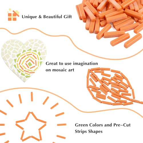 150g Orange Strips Glass Mosaic Tiles for Crafts Bulk (5.29 Ounce)