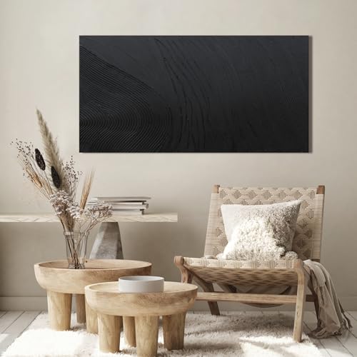 Black Wall Art Decor Canvas Art Wall Decor Black Silence Wall Art Painting Decorations Artwork Wall Art Prints Modern Textured Wall Art for Living Room 20"X40" for Room Bedroom Office Decor