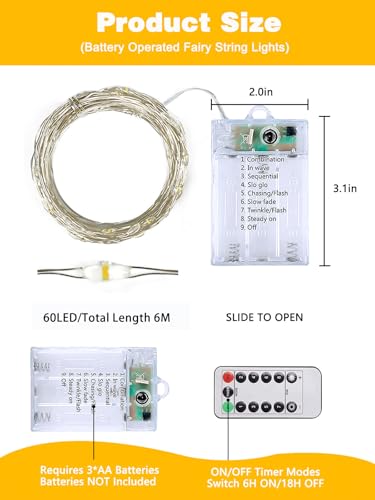 4 Pack 60 LED Fairy Lights Battery Operated with Remote