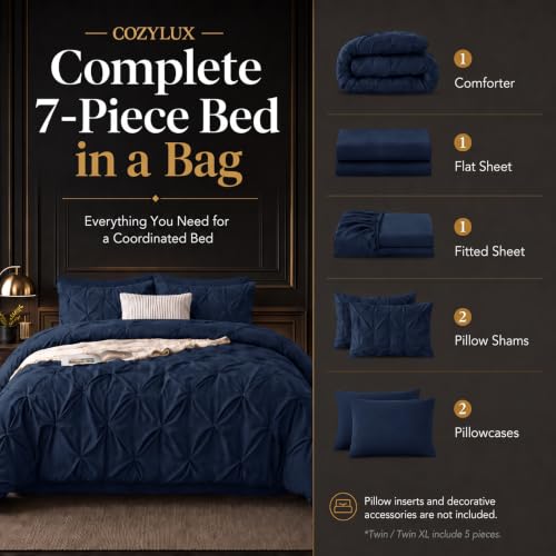 Oversized Queen Comforter Set Navy Blue