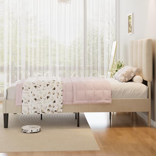 Twin Size Bed Frame with Upholstered Headboard