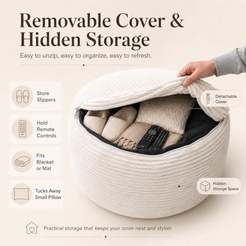 Round Pouf Ottoman Foot Rest 20 X 15