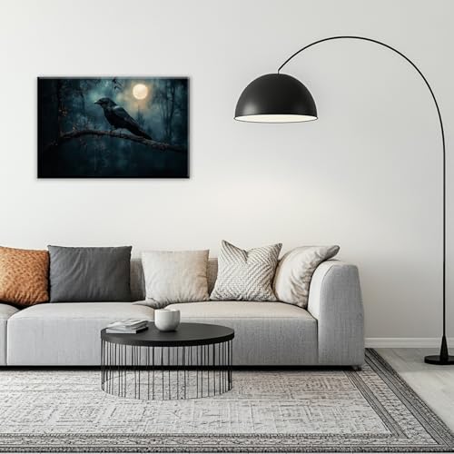 Crow Picture Wall Art Black Crow Canvas Prints Vintage Halloween Decoration Gothic Raven Art Poster Dark Academia Spooky Painting Horror Picture Home Decor