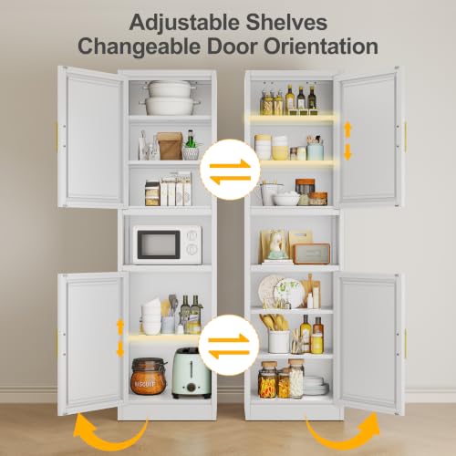 Tall Narrow Storage Cabinet 66.93" H Tall Bathroom Cabinet Metal Pantry Cabinets