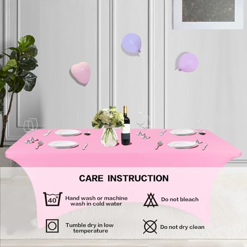 2 Pack 6FT Table Cloth for Rectangular Spandex Pink Table Cover (2 Count)