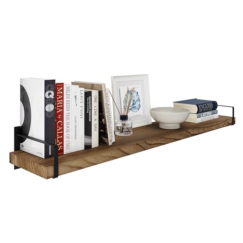 Toledo 48 inch Floating Shelf with Heavy Duty Bookend Brackets