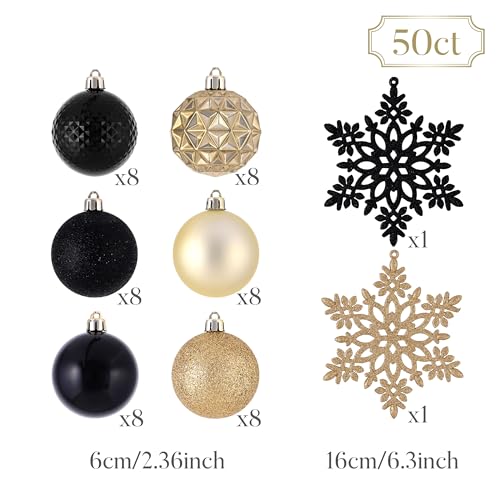 50ct Christmas Tree Decorations Ball Ornaments 2.36 Inches (50 Count)