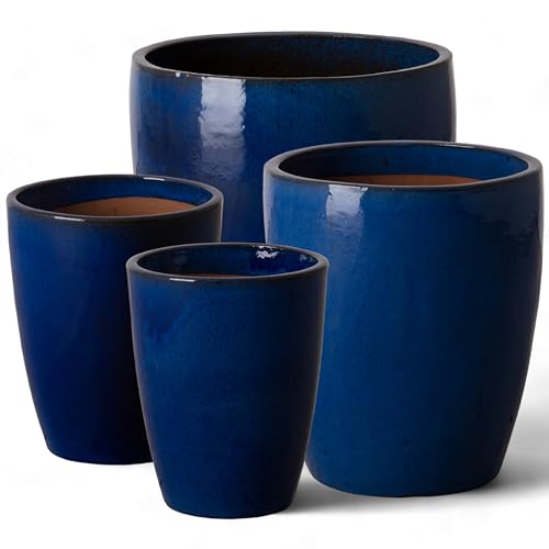 Bullet 18 in. Blue Ceramic Round Planter