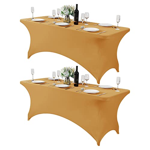 2Pack Spandex Table Cover for 6Ft or 4fT or 8ft Table Universal Fitted Stretch Tablecloth for Party
