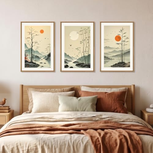 Chinoiserie Bamboo Forest Framed Canvas Wall Art Set