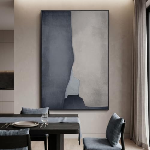 Extra Large Framed Blue Abstract Wall Art for Living Room