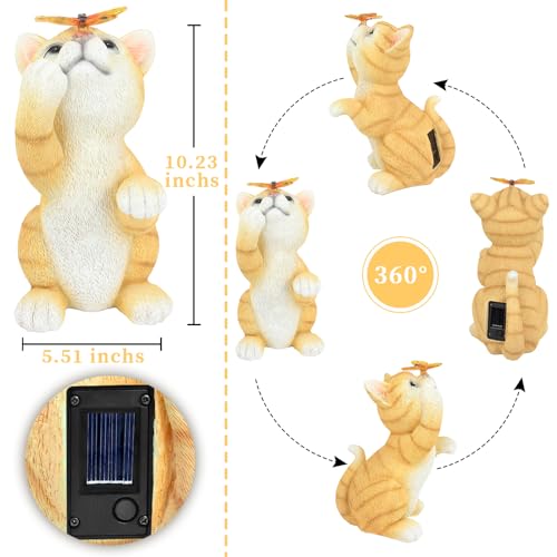 Solar Garden Statue Cat Figurine