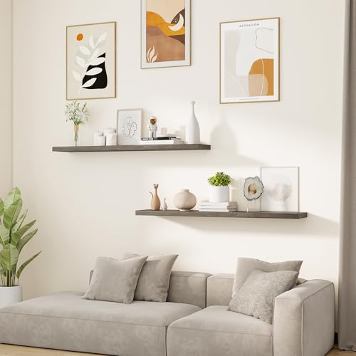 Elm Wood Floating Shelf 48x8” Set of 1