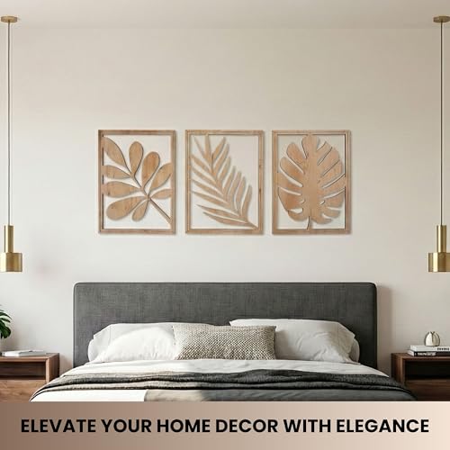 Modern Wooden Wall Sculptures (3 Count)