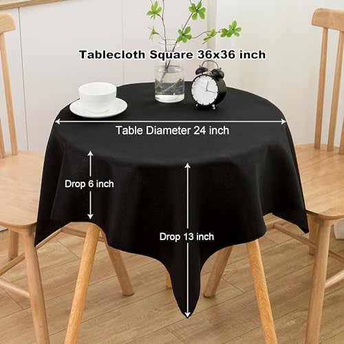 Small Square Tablecloth 36 x 36 Inch Black Fits 20
