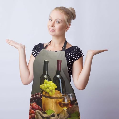 Garden Apron for Men Bottles and Glasses Pinafore Aprons for Women for Kitchen Cooking Restaurant BBQ Painting Crafting Gardening 27”