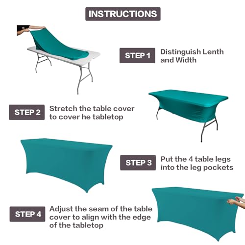 2 Pack 6FT Table Cloth for Rectangular Spandex Lake Blue Cover (2 Count)