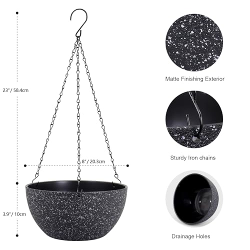 8 inch Small Hanging Planters for Indoor Outdoor Plants (2 Count)