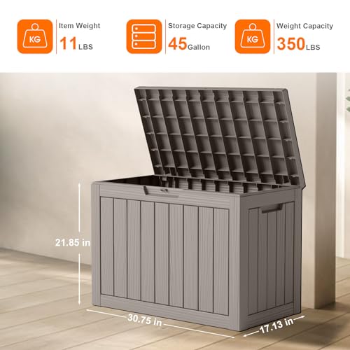 45 Gal Waterproof Outdoor Storage Box Lockable Deck Box