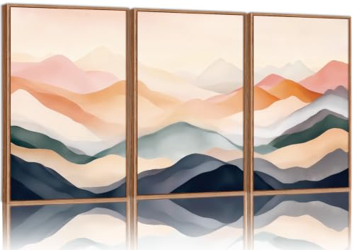 Boho Abstract Mountain Framed Canvas Wall Art