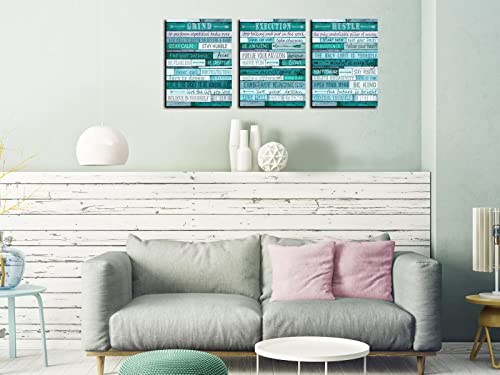 Motivational Quotes Teal Wall (3 Count)