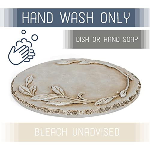 NAT & Jules Floral Laurel Wreath Leaves Pattern Dimensional Indoor Outdoor 12 inch Round Cast Resin Decorative Garden Stepping Stone