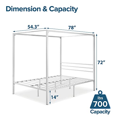 Patricia White Metal Canopy Platform Bed Frame