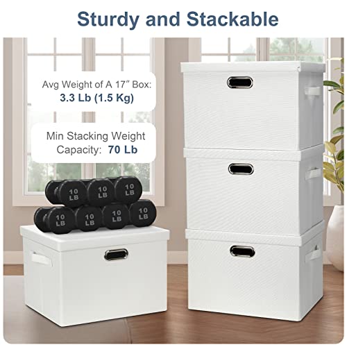Large 17" 36 Quart Collapsible Stackable Storage Bins with Lids