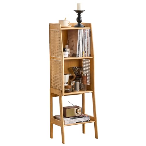 Bamboo Rattan Bookcase with Cabinet