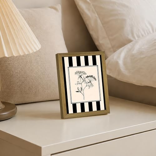 Black and White Floral Wall Art Framed Canvas Painting