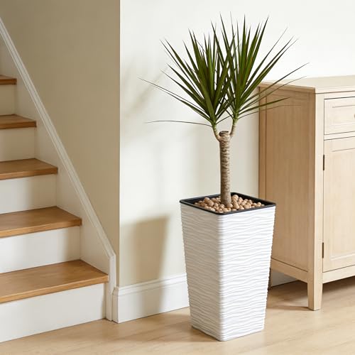 Garden 2 Pack 22" H. White Square Tapered Planter with Inside Pots (2 Count)