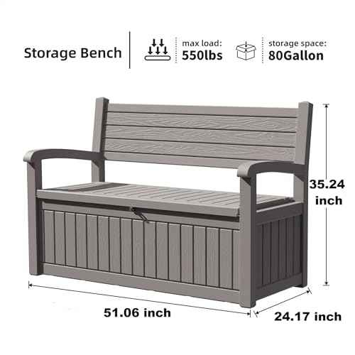 75 Gallon Storage Bench Deck Box Outdoor Indoor