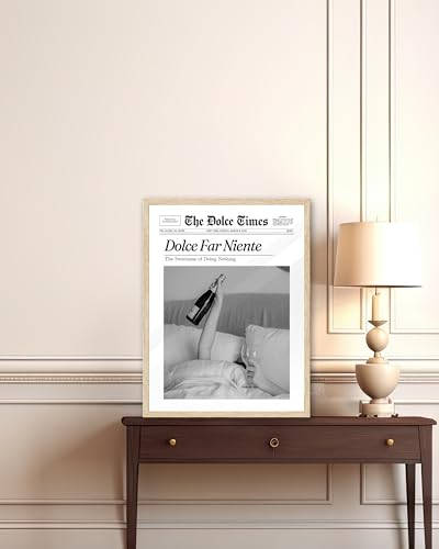 12x16in Dolce Far Niente Framed Newspaper Wall Art